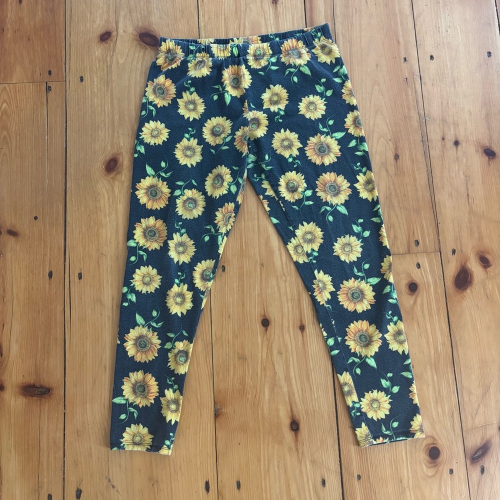 No Boundaries Sunflower Print Leggings Juniors Large 11–13
